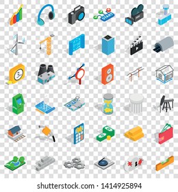 Calculator icons set. Isometric style of 36 calculator vector icons for web for any design