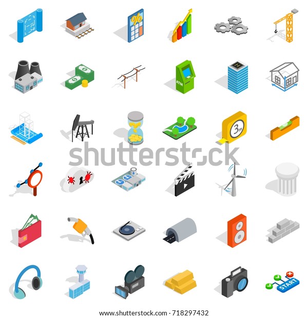 Calculator icons set.\
Isometric style of 36 calculator vector icons for web isolated on\
white background