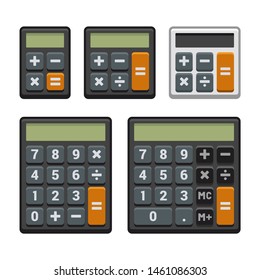Calculator Icons Set on White Background. Vector