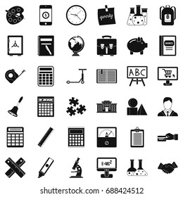 Calculator icons set. Simple style of 36 calculator vector icons for web isolated on white background