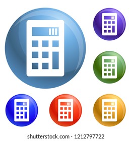 Calculator icons set vector 6 color isolated on white background