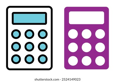 Calculator icons silhouette set. Accounting sky and brinjal calculator sign and symbol isolated on white background. Element of web icon with name for mobile concept and web apps.  Vector illustration