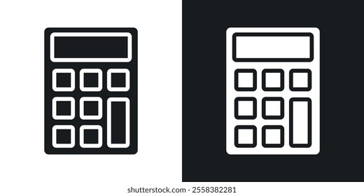 Calculator icons in solid black and white colors