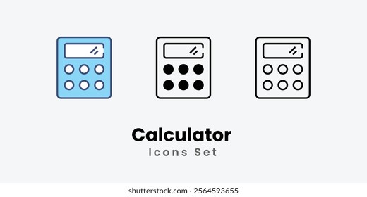 Calculator Icons thin line and glyph vector icon stock illustration