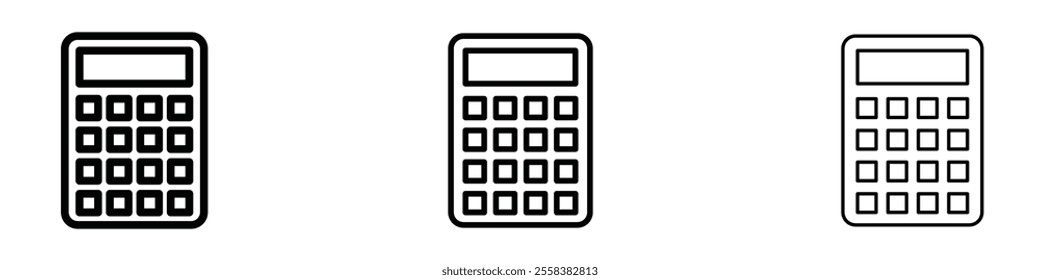 Calculator icons in tree different stroke sizes