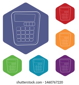Calculator icons vector colorful hexahedron set collection isolated on white