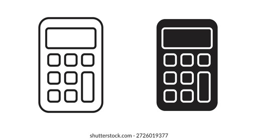 Iconos de la calculadora símbolo de Vector con trazo editable y versiones planas