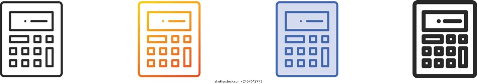 calculator icon.Thin Linear, Gradient, Blue Stroke and bold Style Design Isolated On White Background