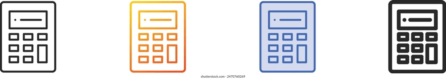 calculator icon.Thin Linear, Gradient, Blue Stroke and bold Style Design Isolated On White Background
