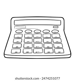 calculator illustration hand drawn outline isolated vector