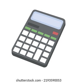 Calculator illustration. School supply flat design. Office element - stationery and school supply. Back to school. Calculator icon for mathematical calculations, electronic device.