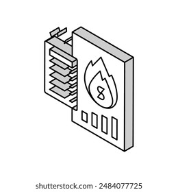 Vektorgrafik des isometrischen Symbols für die Rechneraufblähung. Zeichen für die Rechneraufblähung