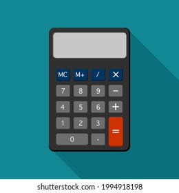 Calculator isolated on background With Long Shadow. Vector Illustration