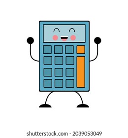 Calculator isolated symbol on white background cute cartoon kawaii payment service.