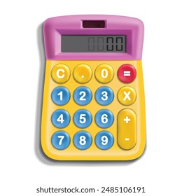 Calculator isolated, white background. Vector. Colorful school supplies, vector illustration. Stationery