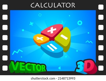 Calculator isometric design icon. Vector web illustration. 3d colorful concept