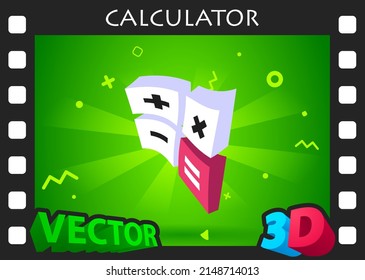 Calculator isometric design icon. Vector web illustration. 3d colorful concept