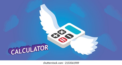 Calculator isometric design icon. Vector web illustration. 3d colorful concept