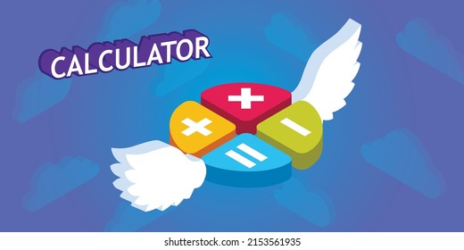 Calculator isometric design icon. Vector web illustration. 3d colorful concept