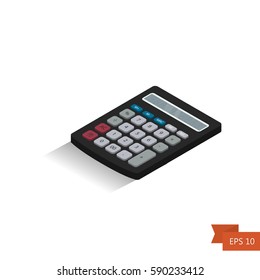 Calculator. Isometric icon. Vector illustration.Isometric 3d calculator icon.Isolated on white.