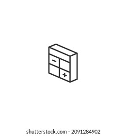 calculator isometric line icon, editable stroke icon