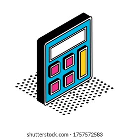 Calculator isometric style icon design, Mathematics finance device electronic education office object and accounting theme Vector illustration