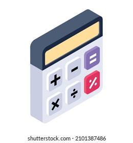 Calculator in isometric unique icon 

