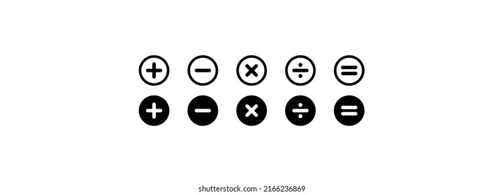 Calculator key icon. Plus, minus, and other calculator icon, Vector illustration