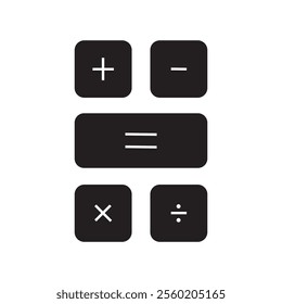 Calculator key icon. Plus, minus, and other calculator icon, Addition, subtraction. Mathematical symbols icon. Math symbols icon set. isolated on white background. 