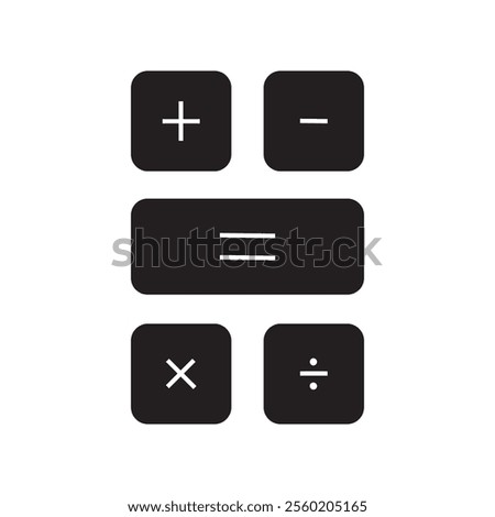 Calculator key icon. Plus, minus, and other calculator icon, Addition, subtraction. Mathematical symbols icon. Math symbols icon set. isolated on white background. 