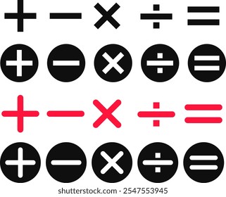 Calculator key icon set. Plus, minus, and other calculator icon. Calculator, math icon. mathematical calculator education
