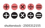 Calculator key icon vector. Plus, minus, division, multiplication, and equality symbol