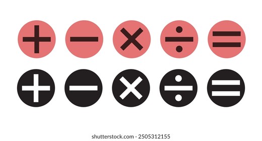 Calculator key icon vector. Plus, minus, division, multiplication, and equality symbol