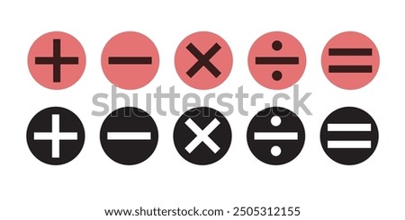 Calculator key icon vector. Plus, minus, division, multiplication, and equality symbol