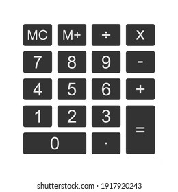 Calculator Keyboard Layout Vector Illustration Isolated on White