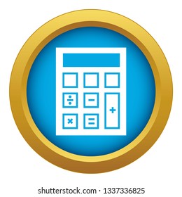 Calculator lab beaker icon blue vector isolated on white background for any design