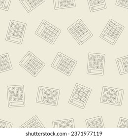 Calculator line art seamless pattern. Suitable for backgrounds, wallpapers, fabrics, textiles, wrapping papers, printed materials, and many more.