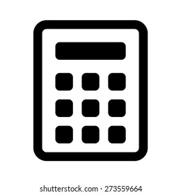 Calculator line art vector icon with nine buttons for apps and websites