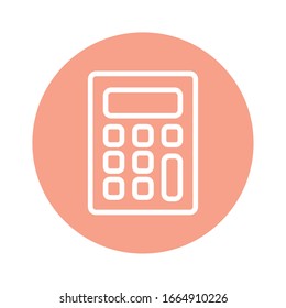 Calculator line and block style icon design, Mathematics finance device electronic education office object and accounting theme Vector illustration