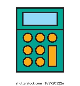 Calculator line and fill style icon design, Mathematics finance device electronic education office object and accounting theme Vector illustration