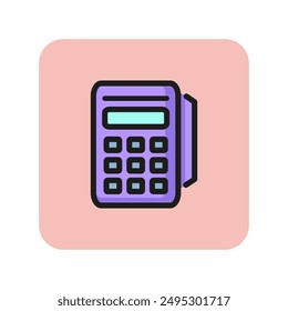 Calculator line icon. Accounting, mobile application, money counting. Banking concept. Vector illustration can be used for topics like education, finance, business