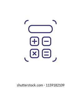 Calculator line icon. Arithmetics, saving counting, calculation. Currency concept. Vector illustration can be used for topics like business, education, banking