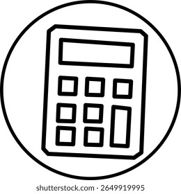 calculator line icon in circle. Economy and business icon theme in circle