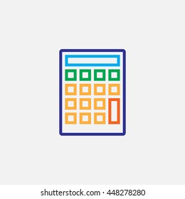 calculator line icon, color outline vector illustration, linear pictogram isolated on white