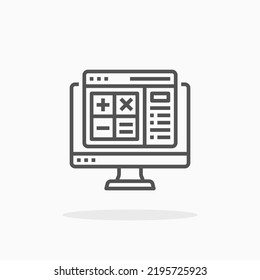 Calculator line icon. Editable stroke and pixel perfect. Can be used for digital product, presentation, print design and more.