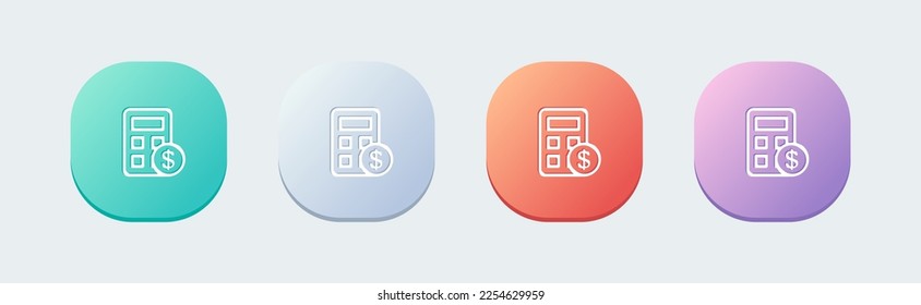 Calculator line icon in flat design style. Finance signs vector illustration.