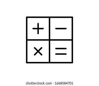 Icono de línea de calculadora. Símbolo de esquema de alta calidad para diseño web o aplicación móvil. Signo de línea delgada para el logotipo de diseño. Pictograma de contorno negro sobre fondo blanco