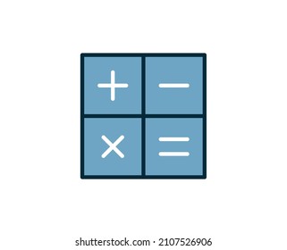 Icono de línea de calculadora. Símbolo de esquema de alta calidad para diseño web o aplicación móvil. Firma de línea delgada para el logotipo de diseño. Pictograma de contorno de color sobre fondo blanco
