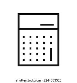 Calculator line icon isolated on white background. Black flat thin icon on modern outline style. Linear symbol and editable stroke. Simple and pixel perfect stroke vector illustration. 