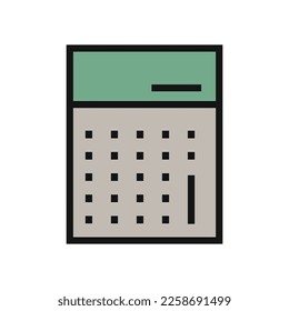 Calculator line icon isolated on white background. Black flat thin icon on modern outline style. Linear symbol and editable stroke. Simple and pixel perfect stroke vector illustration.